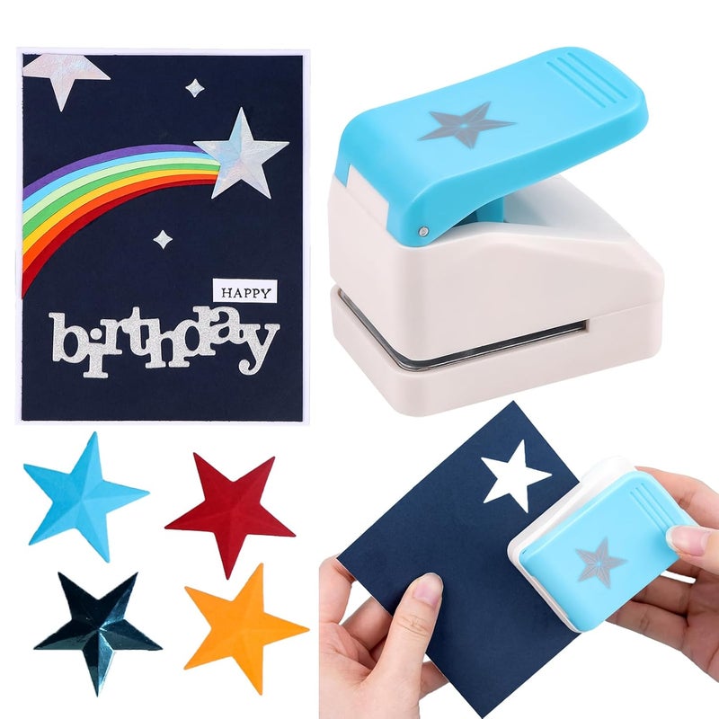 BAOFALI 3D Star 1.4x1.4inch Embossing Punch; Punches Score Tools for Scrapbooking Journaling Paper Craft DIY Card Making Paper Crafting Scrapbooking DIY Card Making Arts Crafts Supplies - Image 1